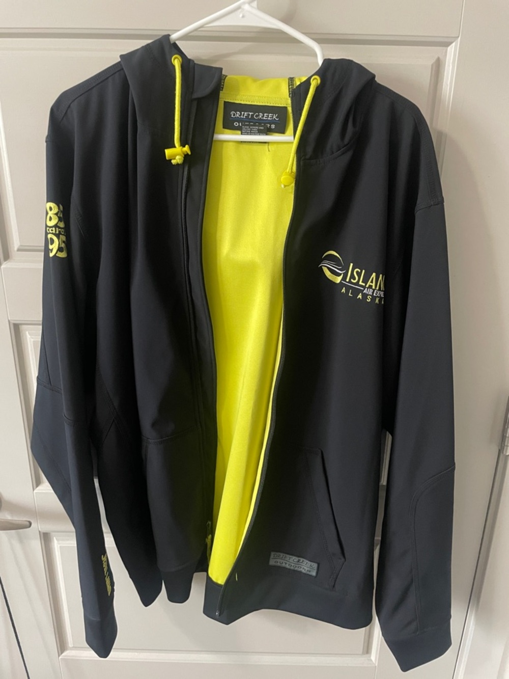 Black & Neon Yellow Hooded Rain Jacket